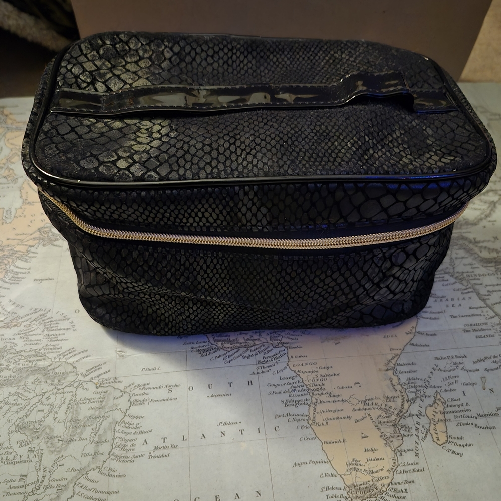 Lancome Black Snakeskin Cosmetic Bag